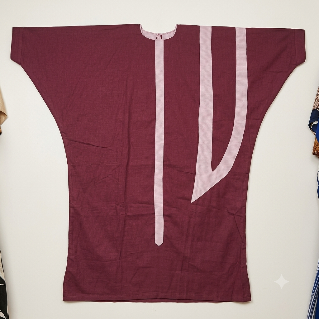 Robe Boubou Moderne Prune – Motif Géométrique Rose Poudré
